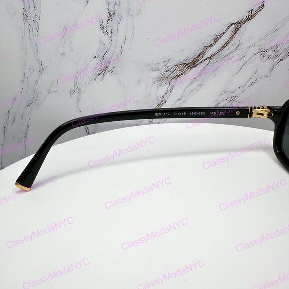 MIU MIU Sunglasses New Black Square Rectangle Acetate Gold Metal Logo Authentic